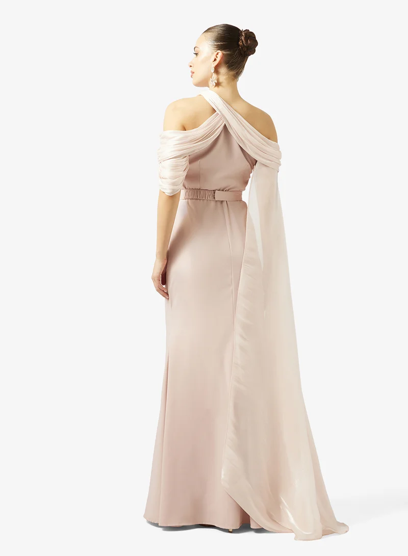 Namshi x Off Shoulder A Line Evening Dress with Trail