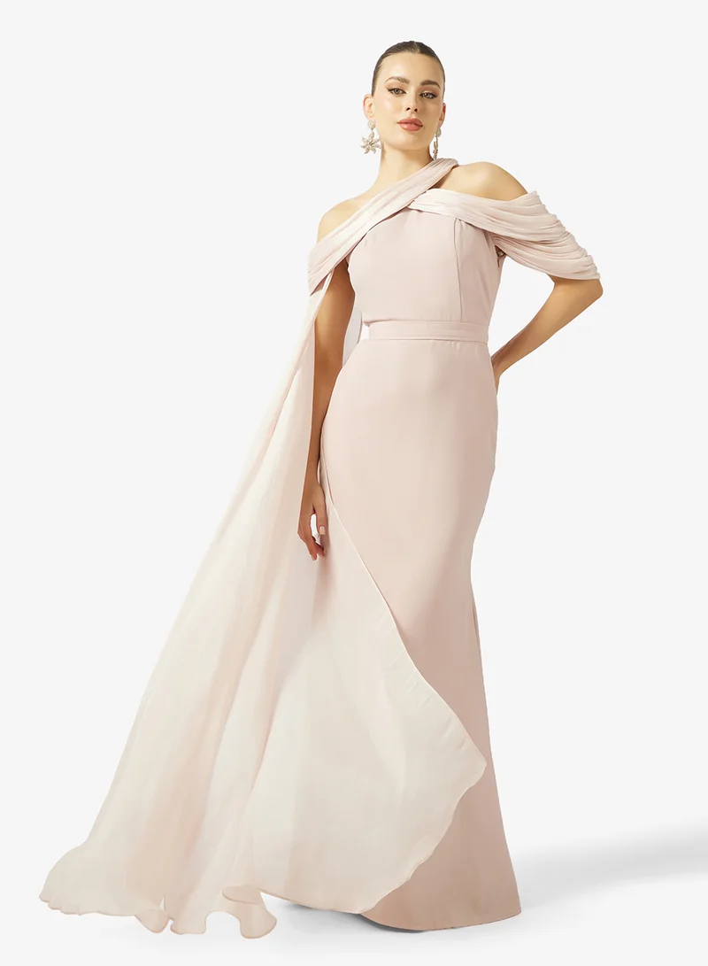 Namshi x Off Shoulder A Line Evening Dress with Trail