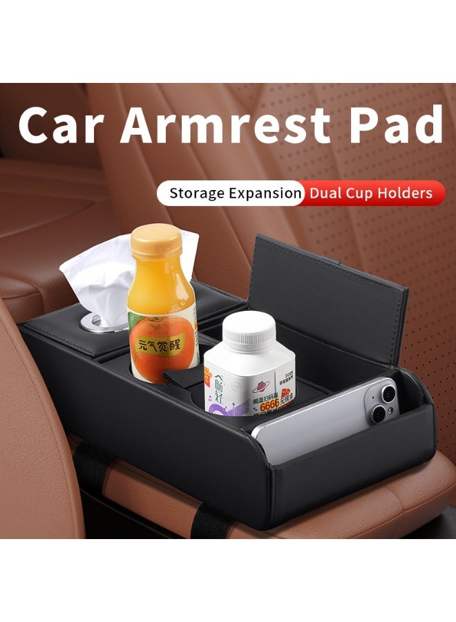 Soofam 4 in 1 Multipurpose Car Center Console heighten Cover, Leather Car Armrest Booster Pads, Leather Car Armrest Cover Protector, Armrest Box, Suitable for Most Vehicles, SUVs, Trucks, Cars (Brown) - Image 2