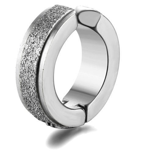 Korean Trendy Hip Hop Mens Hoop Earrings X013-F (frosted silver) ear clip 