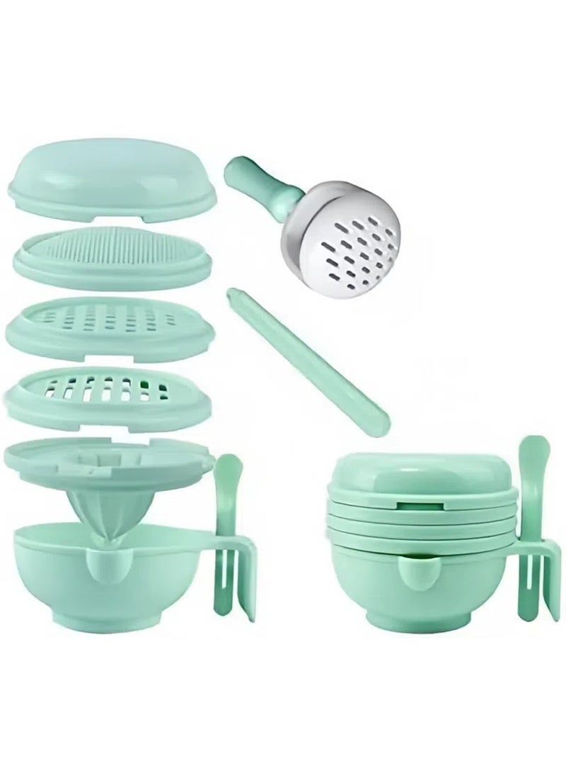 عام جهاز 9 في 1 لهرس الطعام، محضر طعام محمول، مناسب لتحضير طعام الأطفال، مع وعاء للتقديم، لهرس الخضروات والفواكه وطحنها. - Image 1