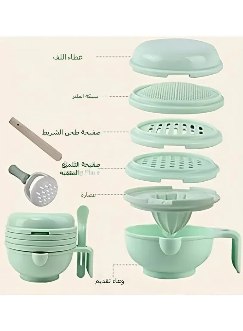 عام جهاز 9 في 1 لهرس الطعام، محضر طعام محمول، مناسب لتحضير طعام الأطفال، مع وعاء للتقديم، لهرس الخضروات والفواكه وطحنها. - Image 2