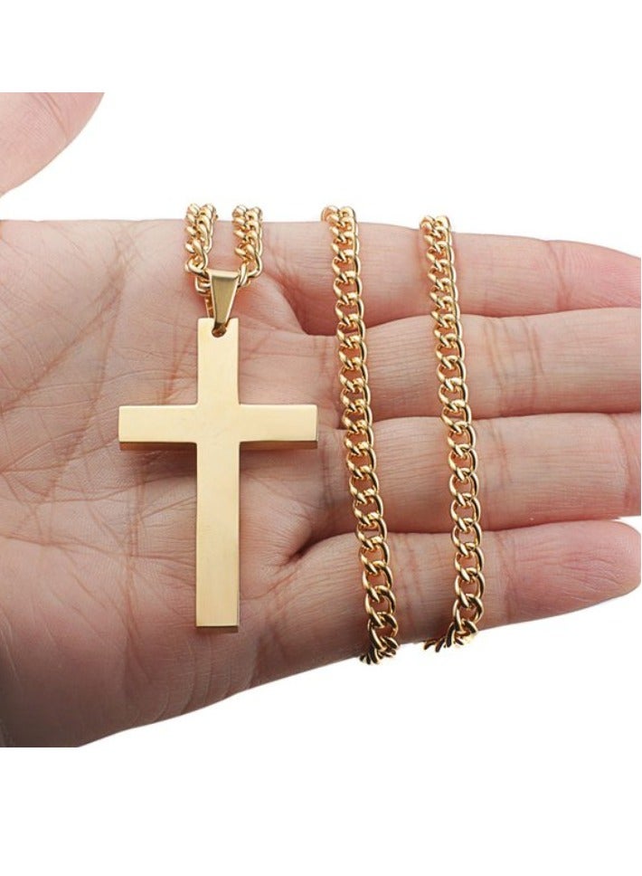 قلادة الصليب - قلادة صغيرة مصنوعة من الفولاذ المقاوم للصدأ باللون الذهبي مع سلسلة - مجوهرات بسيطة تعبيراً عن الإيمان - Image 3