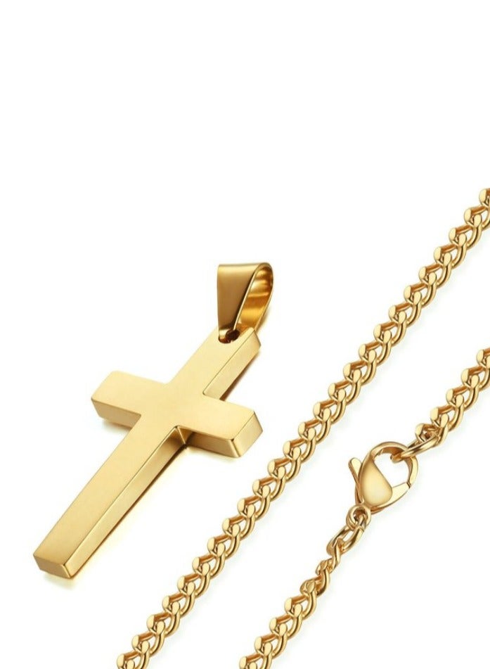 قلادة الصليب - قلادة صغيرة مصنوعة من الفولاذ المقاوم للصدأ باللون الذهبي مع سلسلة - مجوهرات بسيطة تعبيراً عن الإيمان - Image 5
