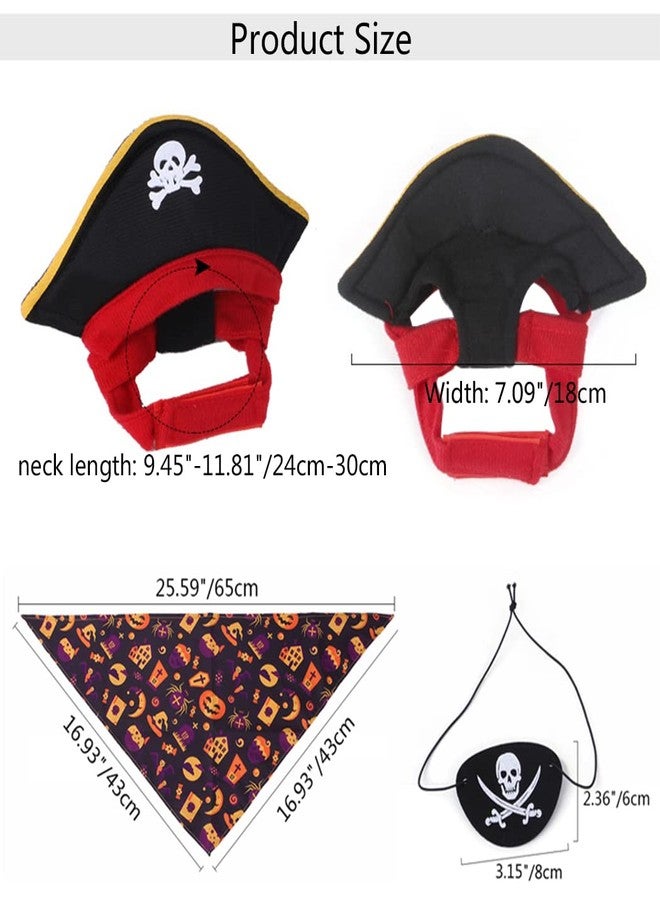 شياويو طقم زي قرصان للكلاب من شياويو مكون من 3 قطع للهالوين: قبعة قرصان، ووشاح مثلث على شكل جمجمة قرصان، وعصابة عين قرصان، مناسب للكلاب والقطط في الهالوين، لون بنفسجي - Image 5