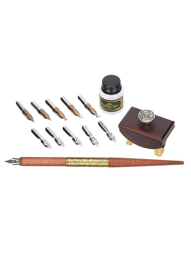 Thoraya - Vintage Calligraphy Pen Set Fountain Dip Pen Ink Writing Pen Nibs Calligraphy Tool Set SJG - Image 1