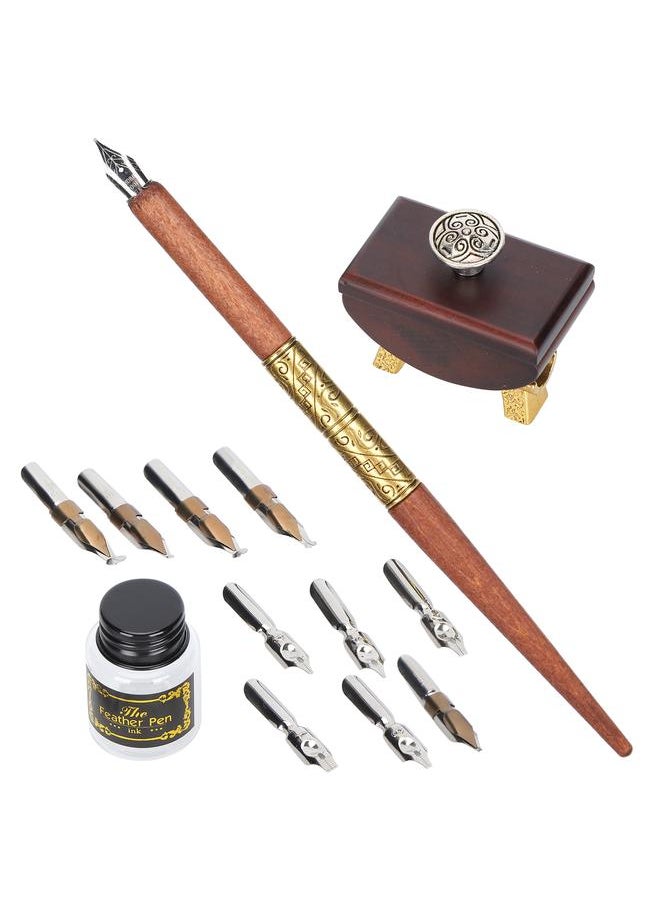 Thoraya - Vintage Calligraphy Pen Set Fountain Dip Pen Ink Writing Pen Nibs Calligraphy Tool Set SJG - Image 1