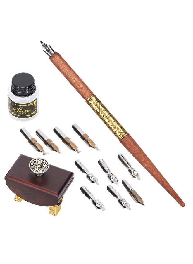Thoraya - Vintage Calligraphy Pen Set Fountain Dip Pen Ink Writing Pen Nibs Calligraphy Tool Set SJG - Image 1