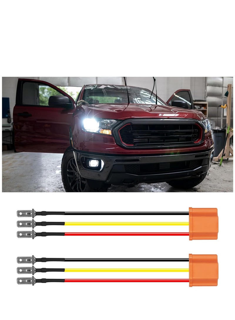 KASTWAVE 2PCS Headlight Connector H4 9003 HB2 Wiring Harness Head Light Socket, 16AWG 3 Adapter Headlamp Assembly Replacement tail Socket Female Plug Fog Light Relay Harness (Orange) - Image 1