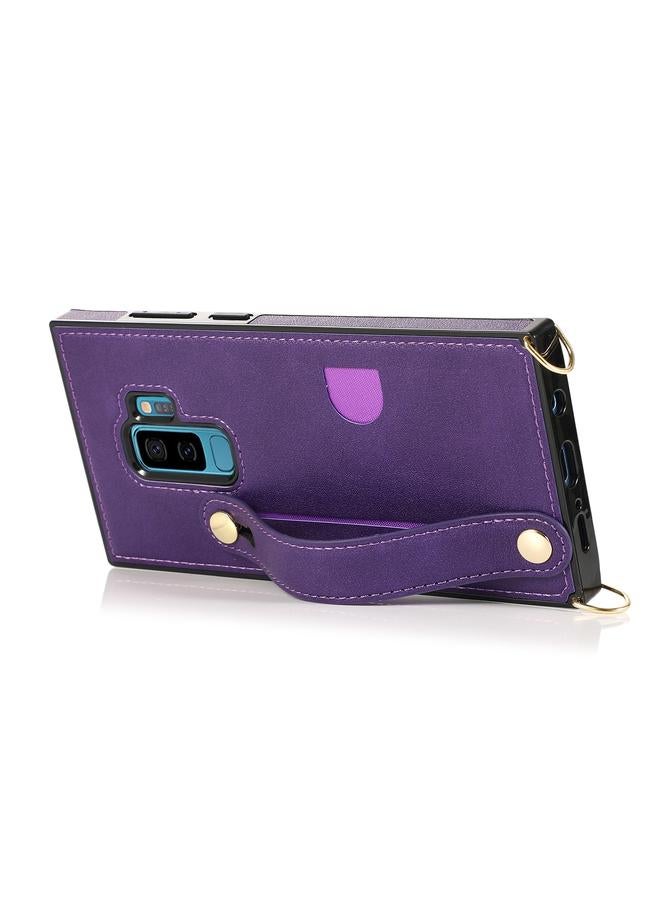 S-TOP Case For Samsung Galaxy S9 Plus Wrist Strap PU+TPU Shockproof Protective Case with Crossbody Lanyard & Holder & Card Slot - Image 4