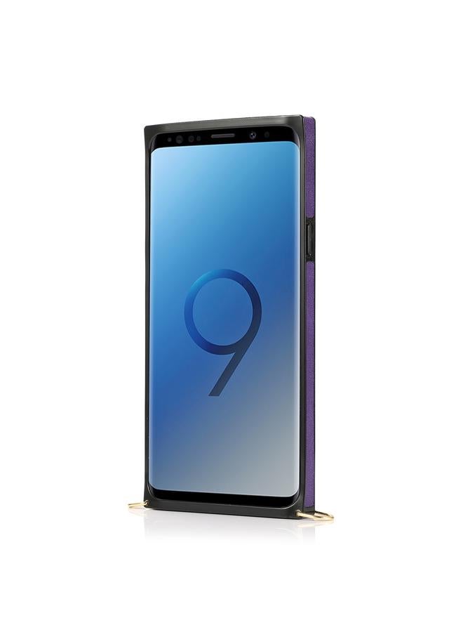 S-TOP Case For Samsung Galaxy S9 Plus Wrist Strap PU+TPU Shockproof Protective Case with Crossbody Lanyard & Holder & Card Slot - Image 3