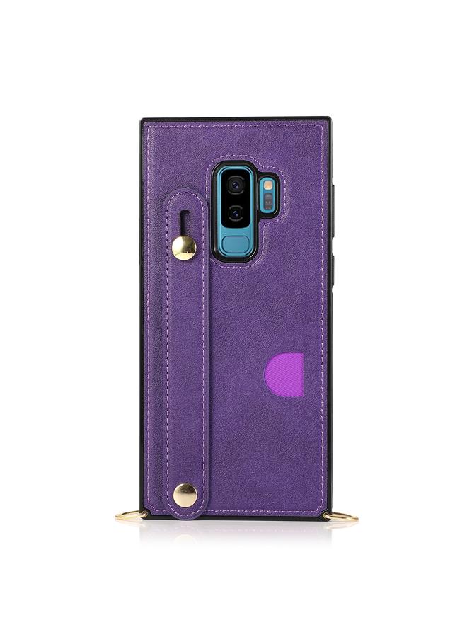S-TOP Case For Samsung Galaxy S9 Plus Wrist Strap PU+TPU Shockproof Protective Case with Crossbody Lanyard & Holder & Card Slot - Image 2
