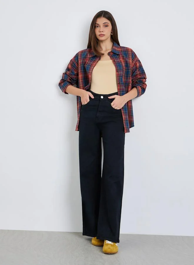 ستايلي قميص فضفاض كاجوال بنقشة مربعات