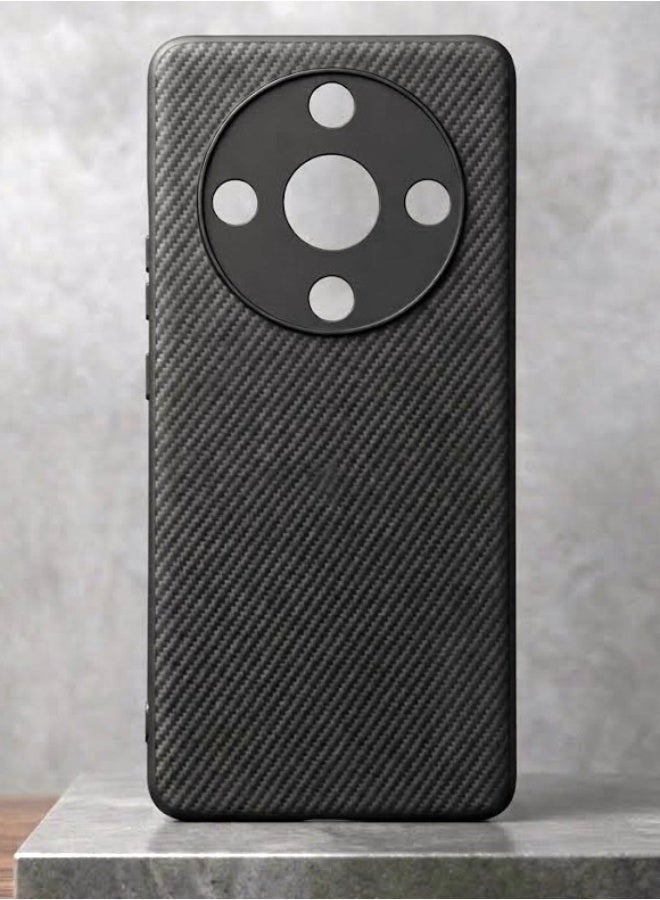 موكولو جراب لهاتف Honor X9B بنسيج من ألياف الكربون المصقولة - أسود - Image 2