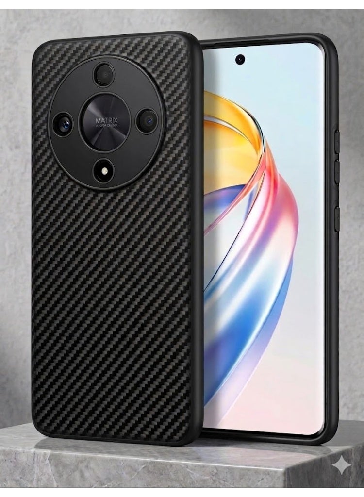 موكولو جراب لهاتف Honor X9B بنسيج من ألياف الكربون المصقولة - أسود - Image 1