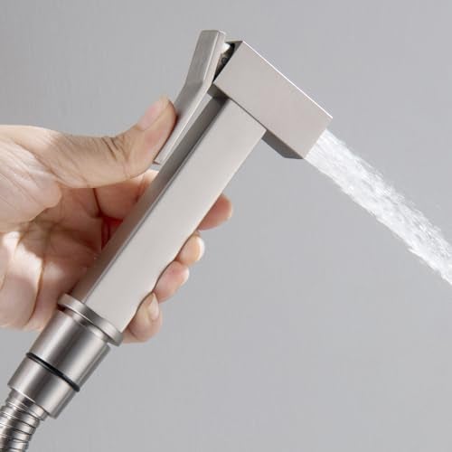 Asyas Concealed Warm Water Bidet Sprayer for Toilet with Hot and Cold Brass Valve Brass Handheld Bidet Attachment Set for Females Pets and Baby Diaper Wash Brushed Nickel - Image 3