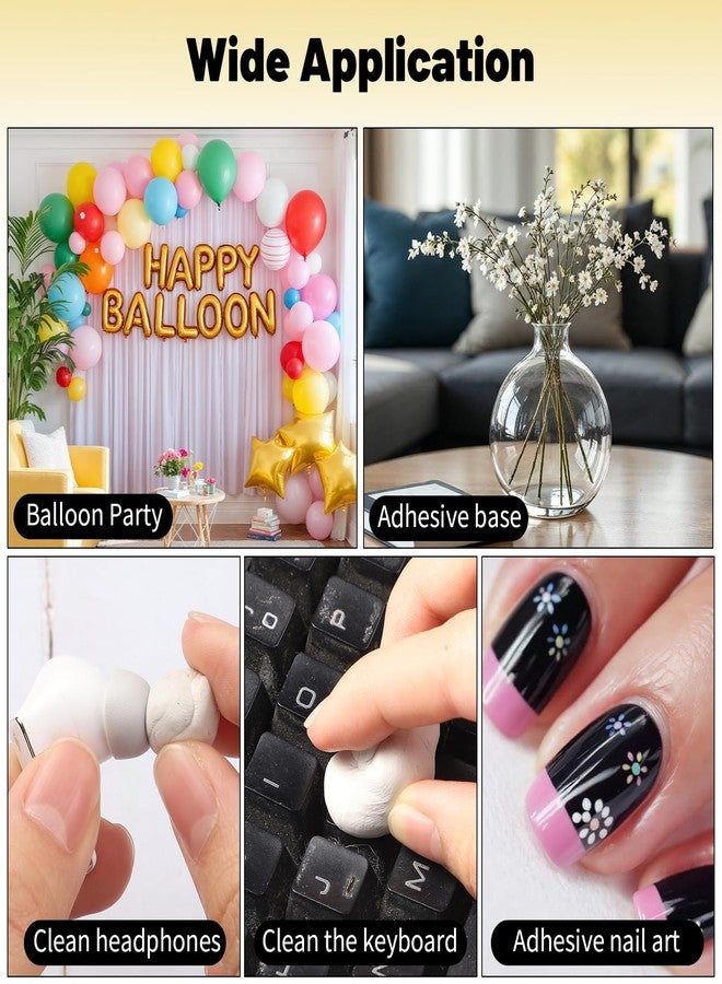 SUMAJU 102 Pcs Adhesive Sticky Tack, Removable Poster Putty - Reusable Mounting Putty for Wall Hanging Pictures, Posters - Cleaning, Nail (White) - Image 5