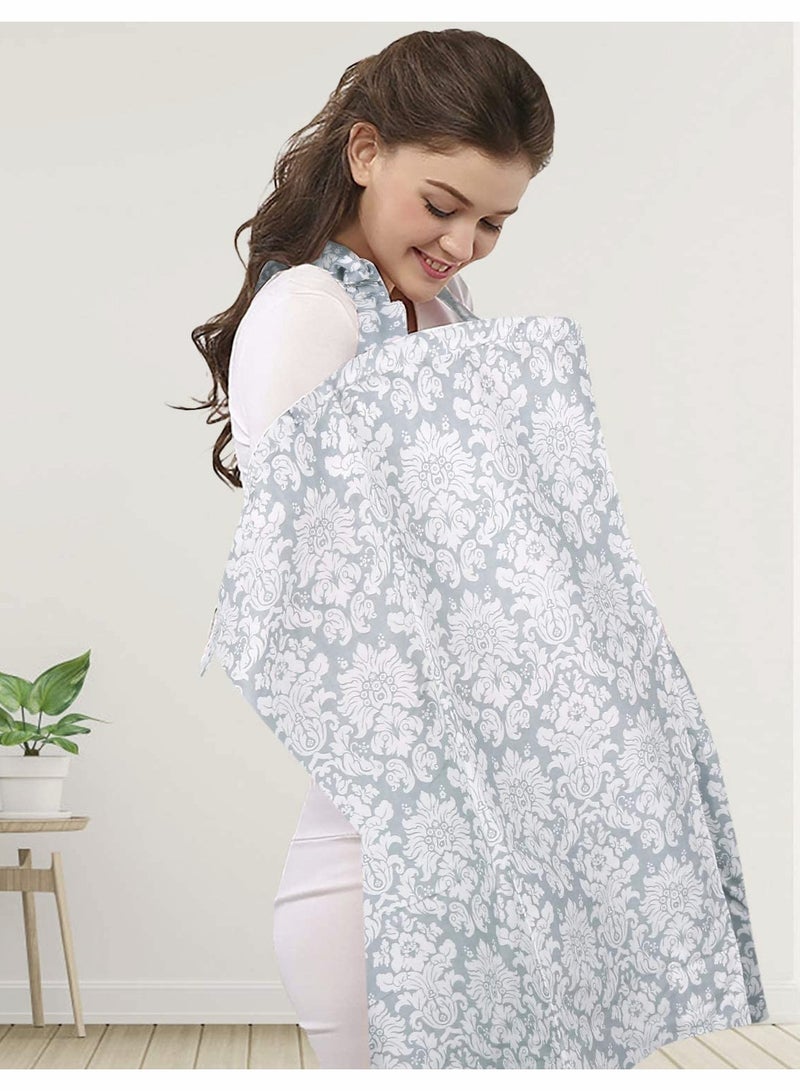 SYOSI feeding Cover Up With Adjustable Strap In Grey Damask Premium Cotton Boned Nursing Cover Breathable Lightweight Stylish Discreet incl Storage Bag (Grey) - Image 5