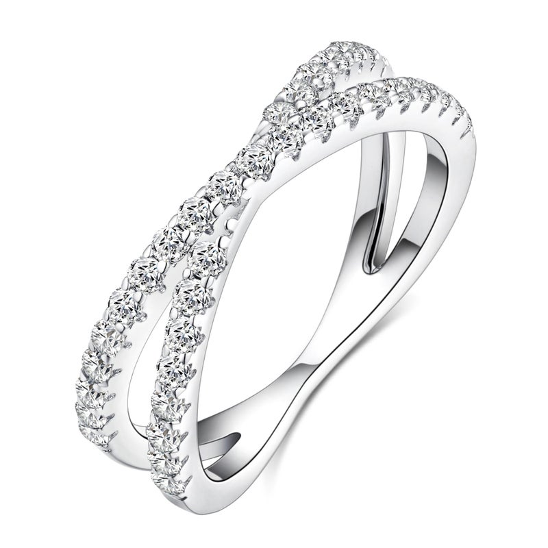 IMOLOVE Moissanite Wedding Band for Women, Criss Cross D Color VVS1 Moissanite Eternity Rings, Stackable Promise Ring for Engagement, Anniversary, Proposal Size 5 - Image 1