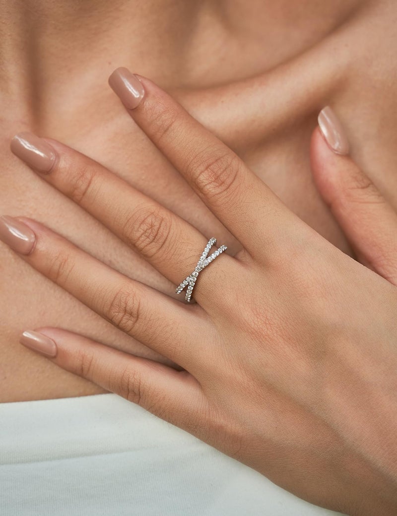 IMOLOVE Moissanite Wedding Band for Women, Criss Cross D Color VVS1 Moissanite Eternity Rings, Stackable Promise Ring for Engagement, Anniversary, Proposal Size 5 - Image 5