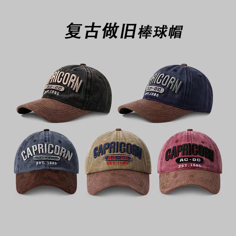 New Retro Color-Blocking American Street Baseball Cap Vintage Patchwork Letter Cap For Women Face-Slimming Casual Men'S Trendy - Image 2