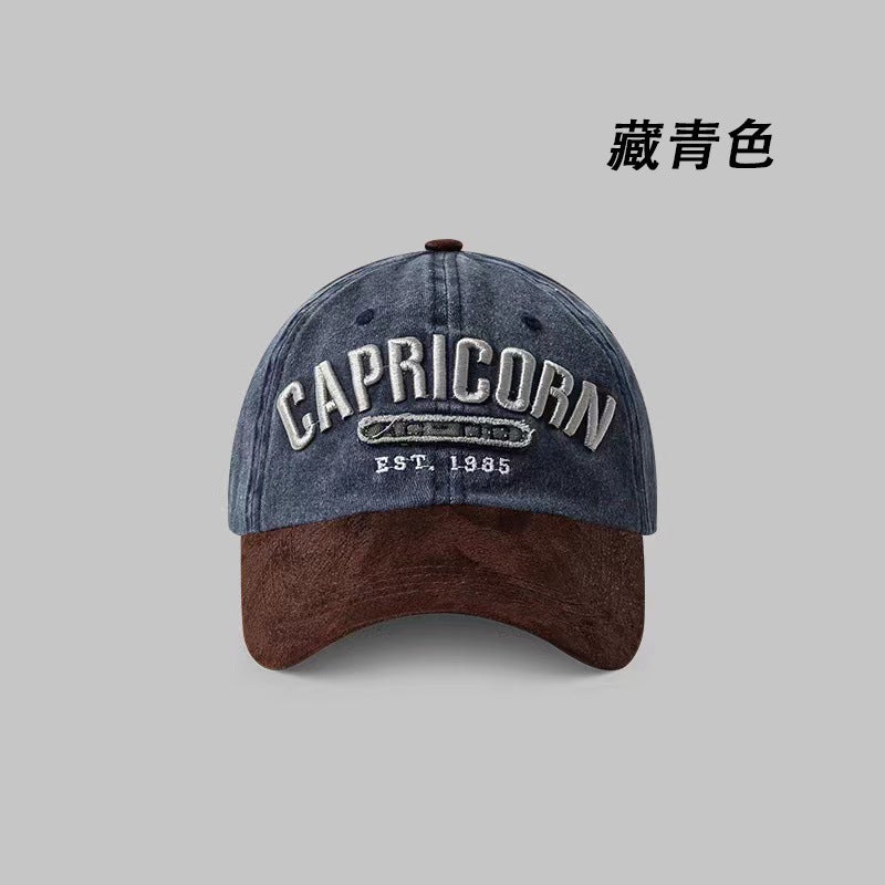 New Retro Color-Blocking American Street Baseball Cap Vintage Patchwork Letter Cap For Women Face-Slimming Casual Men'S Trendy - Image 1