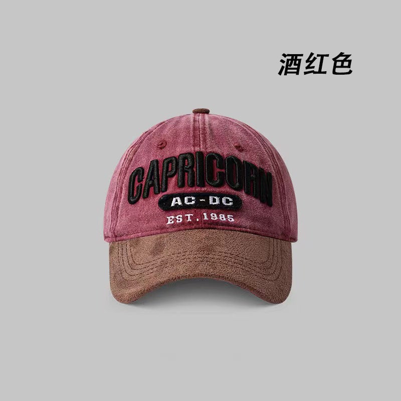 New Retro Color-Blocking American Street Baseball Cap Vintage Patchwork Letter Cap For Women Face-Slimming Casual Men'S Trendy - Image 5