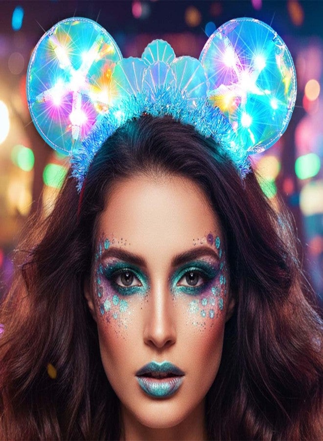 كيلشي طوق رأس مضيء على شكل آذان فأر ونجمة بحر زرقاء من كيلشاي، قطعة رأس حورية البحر للنساء - Image 3