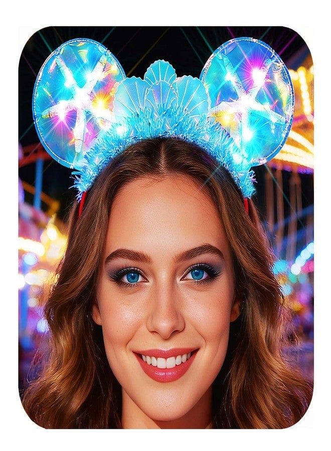 كيلشي طوق رأس مضيء على شكل آذان فأر ونجمة بحر زرقاء من كيلشاي، قطعة رأس حورية البحر للنساء - Image 1