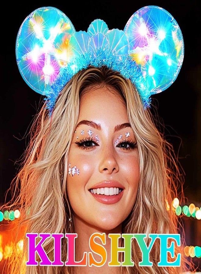 كيلشي طوق رأس مضيء على شكل آذان فأر ونجمة بحر زرقاء من كيلشاي، قطعة رأس حورية البحر للنساء - Image 5