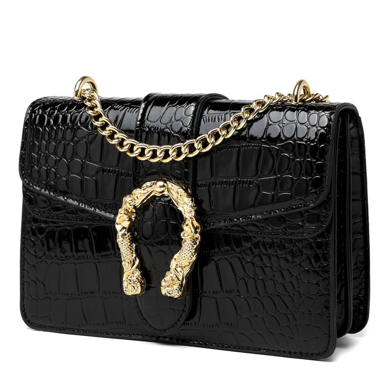 MYHOZEE Black Crossbody Bags for Women Shoulder Purse Trendy Small Chain Evening Handbags