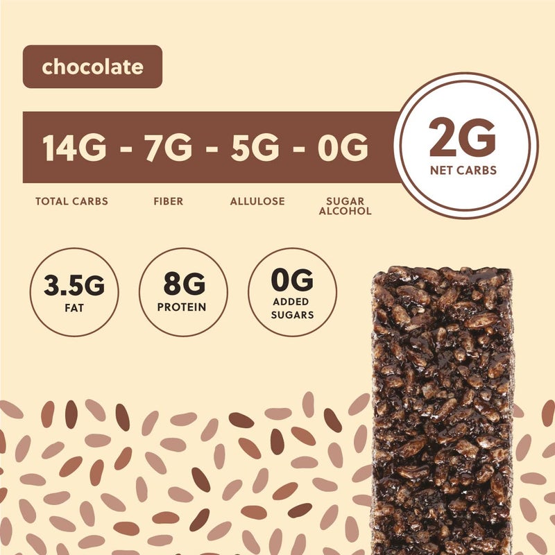 Perfect Keto Mallow Munch, Gluten Free, Cereal Bars, Breakfast Bar, Rice-Free, Low Sugar, Low Carb, Crispy, High Protein Snack, Healthy Snacks, 8g Protein, 2g Net Carbs, Chocolate, 8 Pack - Image 3