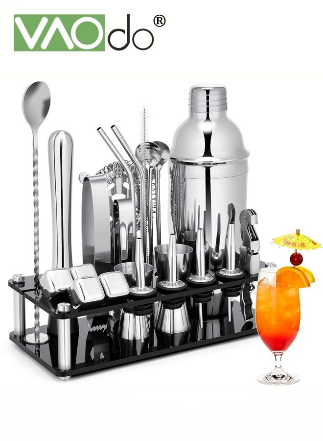 VAOdo 25PCS Beverage Maker Set with Acrylic Stand, Stainless Steel Beginner-Friendly Shaker Kit, Easy to Clean Professional Tools, Great for Drink Mixing Home Party - Image 1