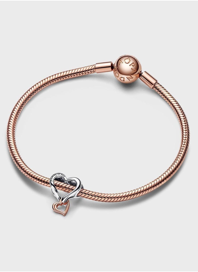 PANDORA 14K Rose Gold Plated Openwork Heart Sterling Silver Charm Bracelet - Image 3