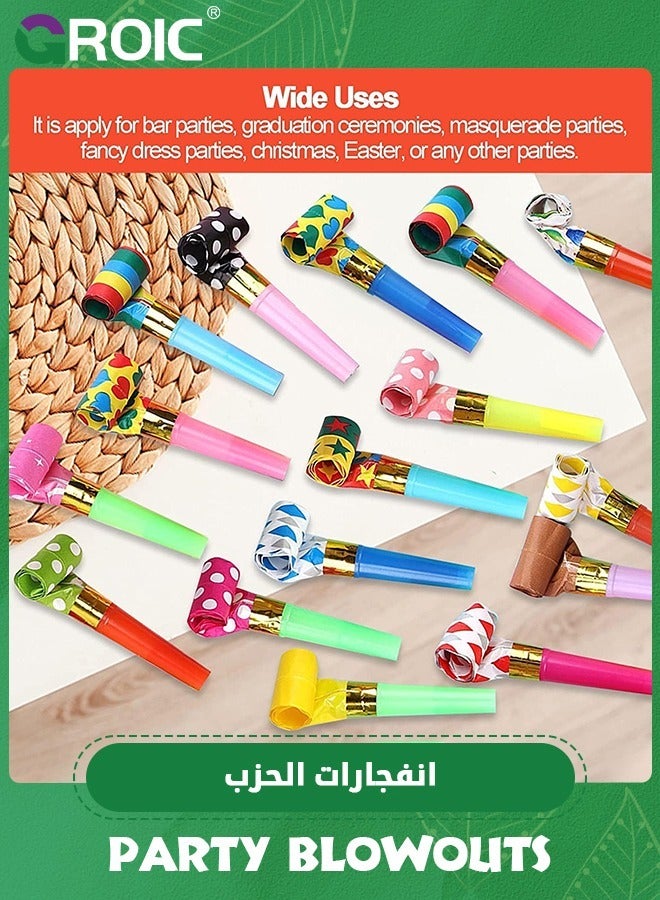 GROIC 25 Pieces Party Blower,Colourful Noisemakers Party Blowouts Whistles Party Squawkers Fringed Noise Maker,Birthday Noisemakers Birthday Blow Horns Party Whistles Party Noisemakers - Image 3