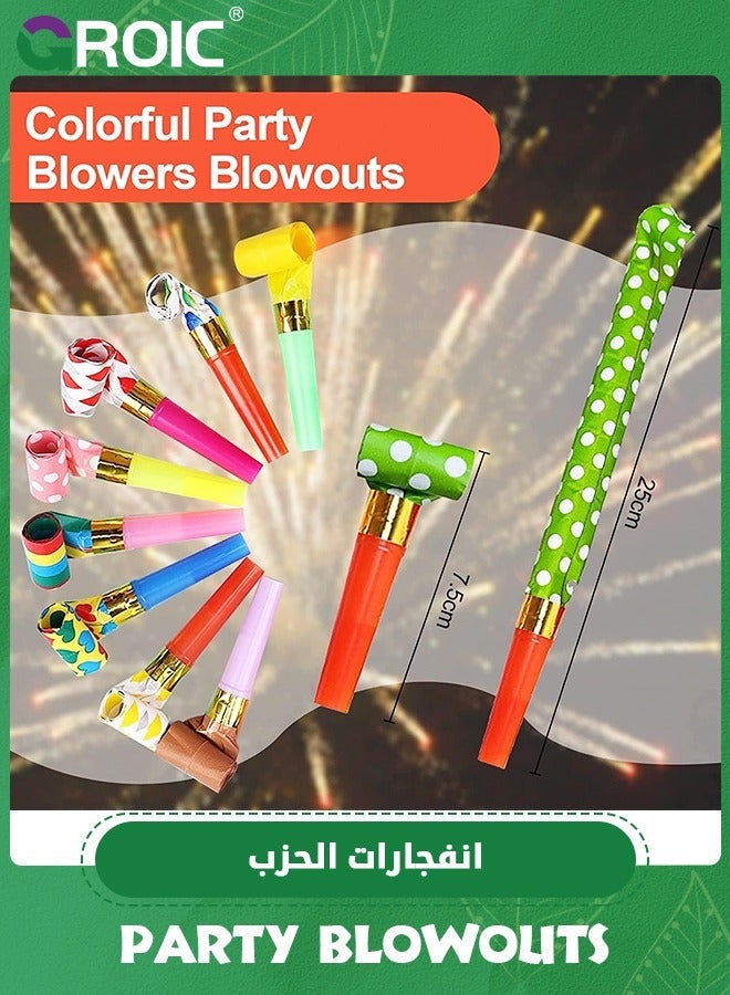 GROIC 25 Pieces Party Blower,Colourful Noisemakers Party Blowouts Whistles Party Squawkers Fringed Noise Maker,Birthday Noisemakers Birthday Blow Horns Party Whistles Party Noisemakers - Image 2