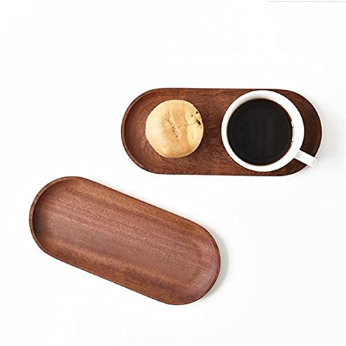 BWRMHME Mini Serving Tray for Jewellery Key Coin Set of 2, Oval Natural Wood Dessert Cup Tray, Small Wooden Cheese Plate, Tableware Decorative Tray (2) - Image 5