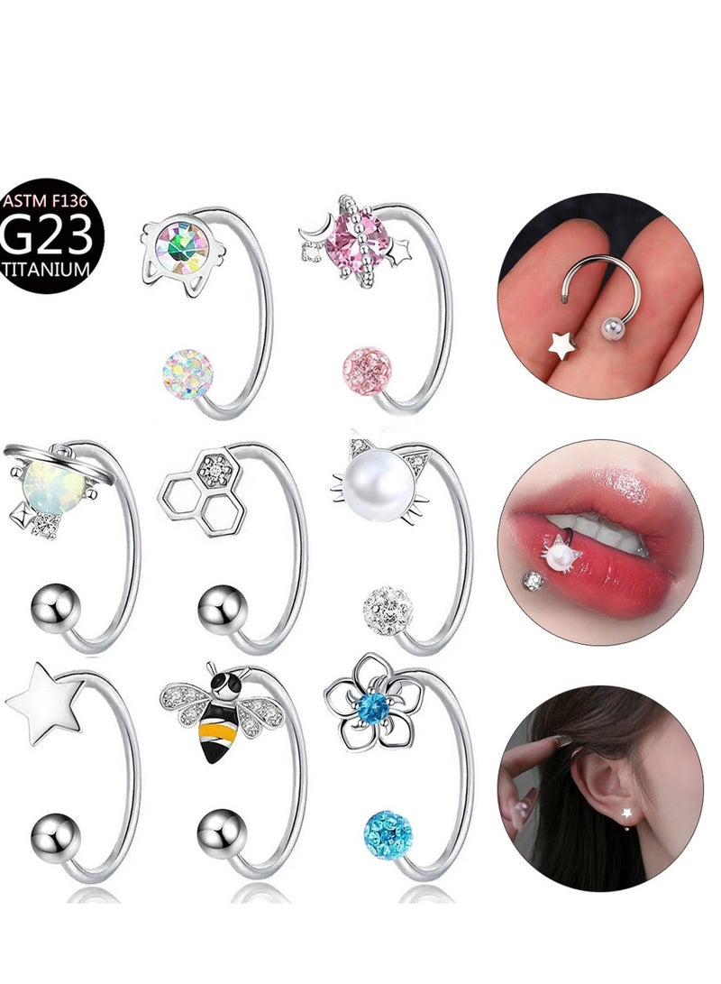 إينوشا إكسسوار ثقب الجسم من سبائك التيتانيوم G23 على شكل حرف U مع زركونيا مزدوجة الرأس وخيوط داخلية - حلقة الأنف، حلقة الشفاه، إكسسوارات الثقب" - Image 3