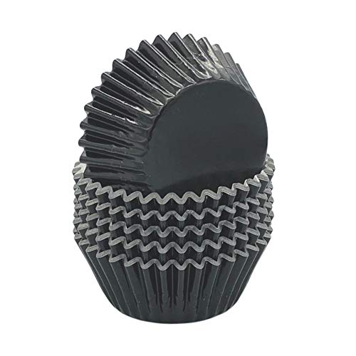 Huaswan Classic Black Paper-Lined Foil Cupcake Liners Standard Baking Cups for Party and More, 120-Count - Image 1