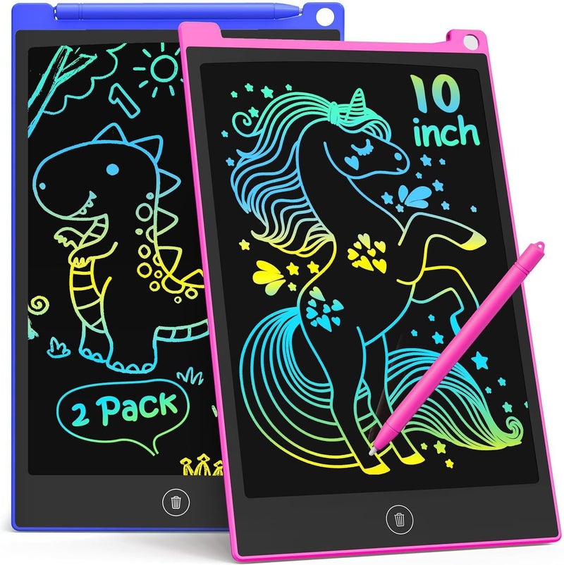 TECJOE 2-Pack LCD Writing Tablet, 10 Inch Colourful Doodle Board for Children, Electronic Drawing Tablet Drawing Pads, Gifts for 3-6 Years Olds (Dark Blue and Magenta) - Image 1