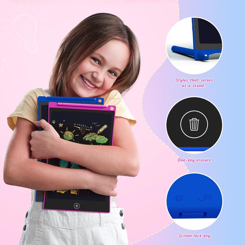 TECJOE 2-Pack LCD Writing Tablet, 10 Inch Colourful Doodle Board for Children, Electronic Drawing Tablet Drawing Pads, Gifts for 3-6 Years Olds (Dark Blue and Magenta) - Image 2