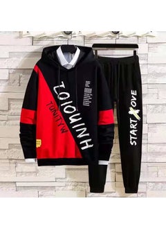 Generic Couples Hoodie Sweatshirt Casual Sportswear Set Mens Womens Spring Autumn Trendy Streetwear Outerwear Long Sleeve Polyester suit red  - Image 1