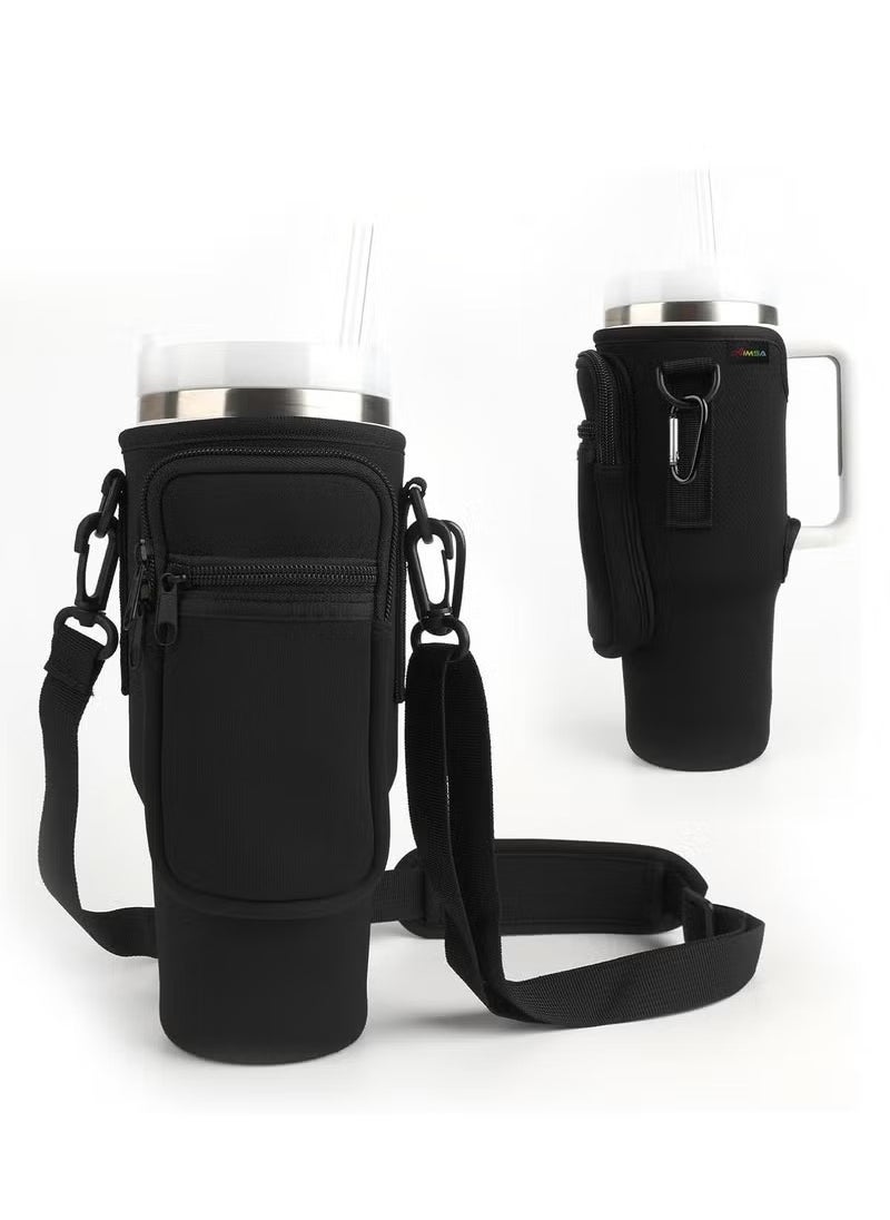 Generic - Water Bottle Carrier Bag with Phone Pocket for Stanley 40oz Tumbler Water Bottle Holder Pouch with Adjustable Shoulder Strap and Carabiner Stanley Cup Accessories for Hiking Travelling Camping - Image 1