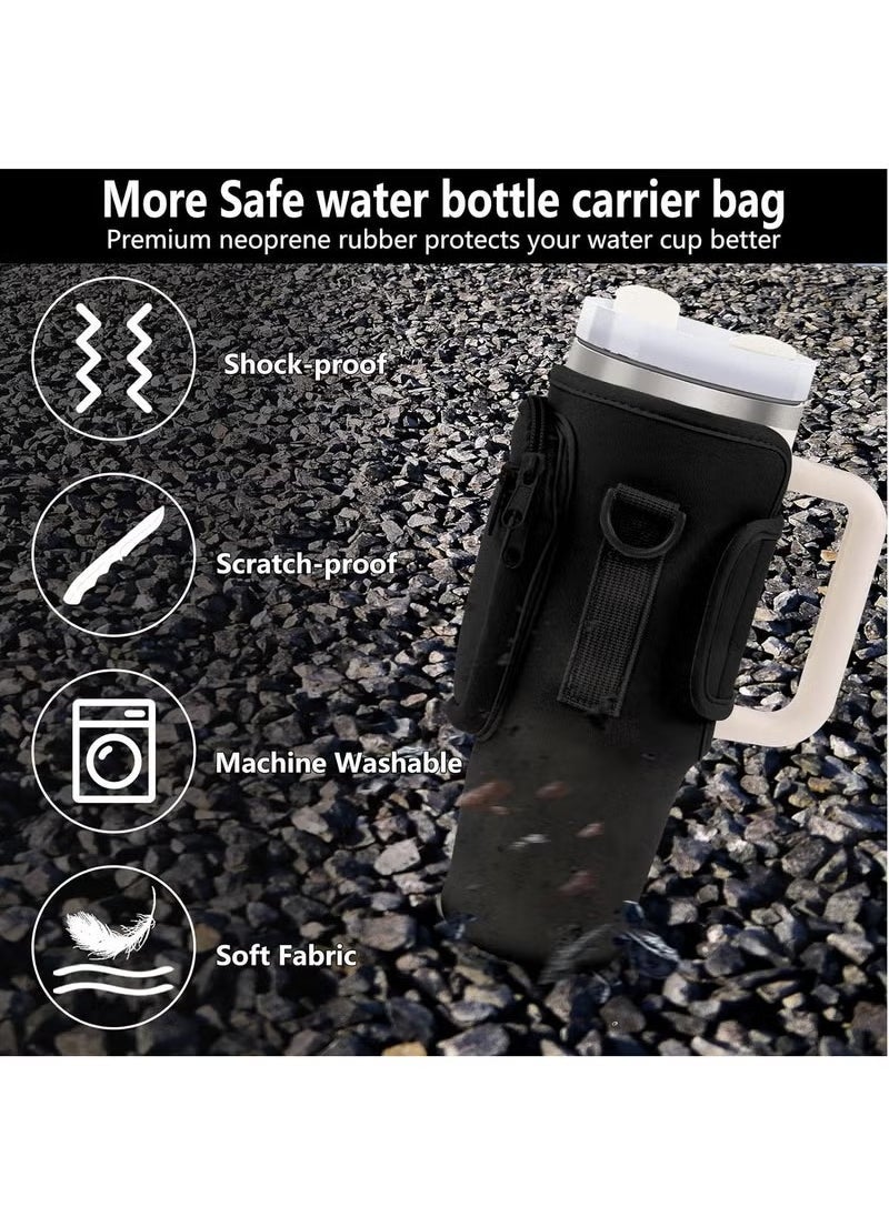 Generic - Water Bottle Carrier Bag with Phone Pocket for Stanley 40oz Tumbler Water Bottle Holder Pouch with Adjustable Shoulder Strap and Carabiner Stanley Cup Accessories for Hiking Travelling Camping - Image 1