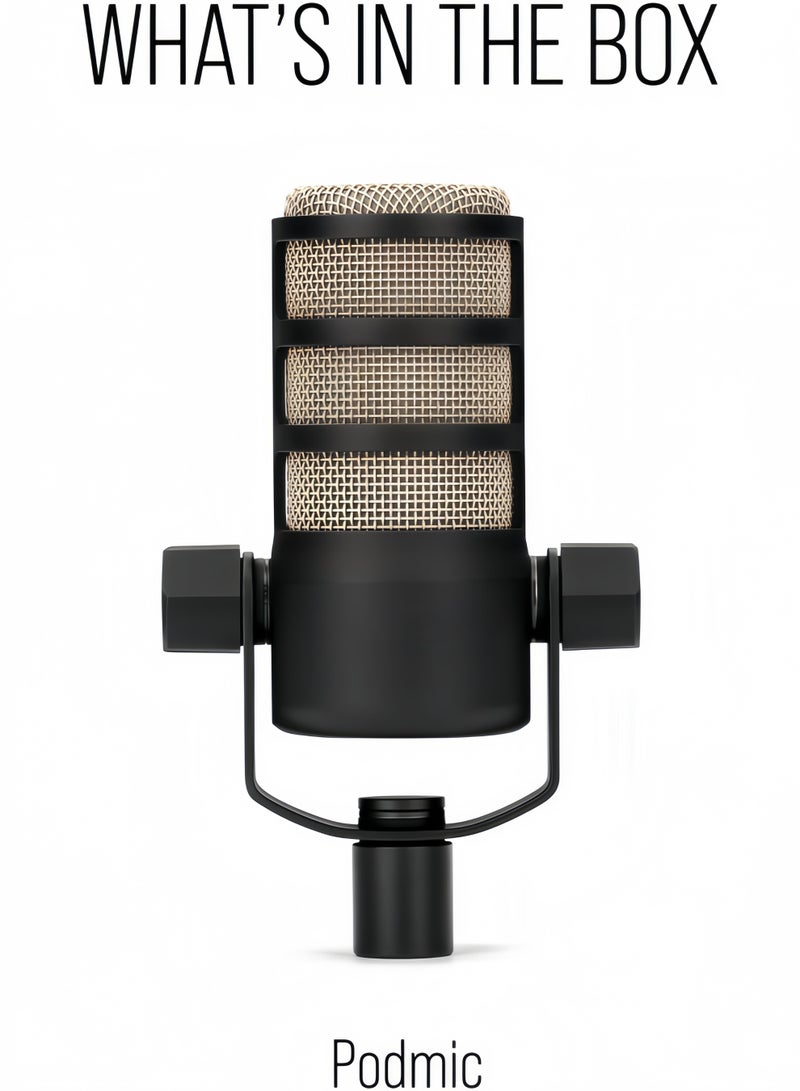 RODE RØDE-PodMic heart-shaped dynamic radio microphone with integrated swing stand for podcasts, streaming media, games and voice recording (black) - Image 1