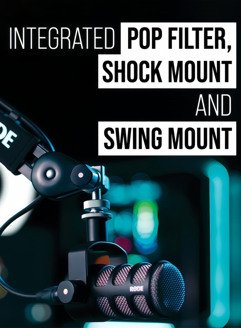 RODE RØDE-PodMic heart-shaped dynamic radio microphone with integrated swing stand for podcasts, streaming media, games and voice recording (black) - Image 4