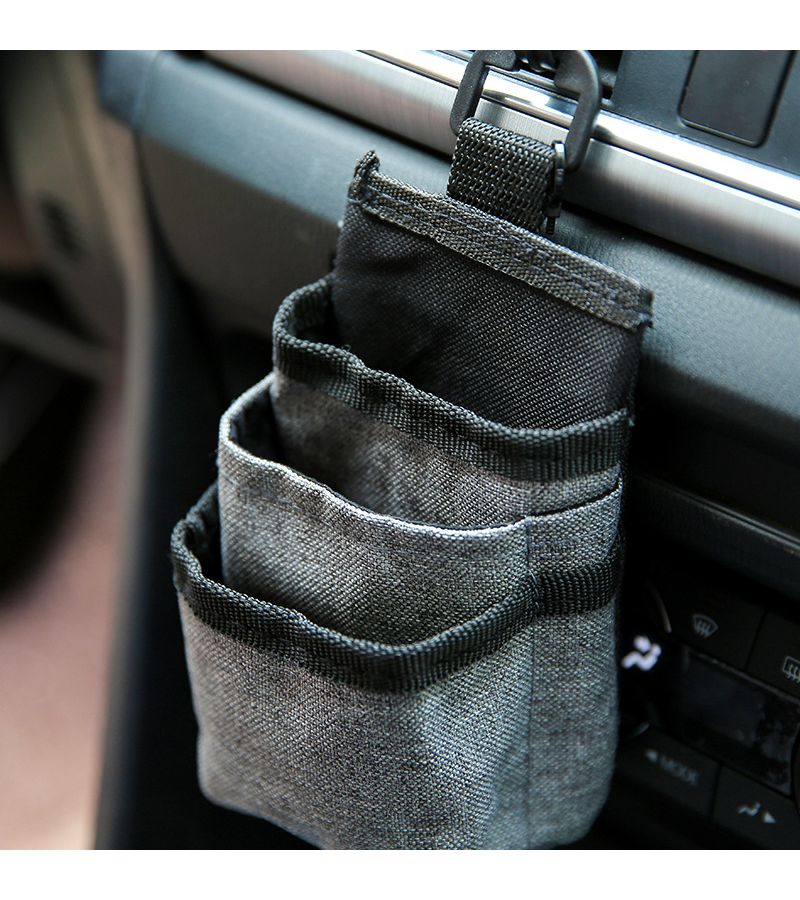 Grey Car Vent Organizer With Phone Holder Data Cable Port - Image 5