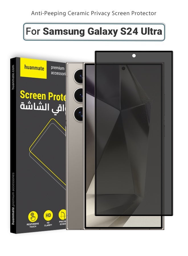 huanmate Samsung Galaxy S24 Ultra Matte Ceramic Privacy Screen Protector – Premium Edge to Edge Anti Spy Privacy Tempered Glass, Delicate Touch, Anti-Explosion, Smooth Arc Edge, Easy Installation - Image 1