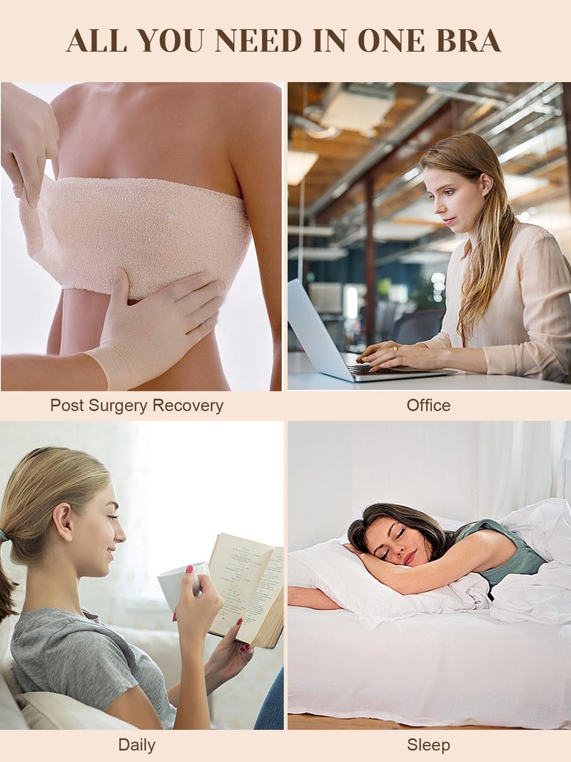EUYZOU Post Surgery Compression Bras for Women Front Closure Mastectomy Surgical Bras Wireless with Adjustable Straps, Black L - Image 5