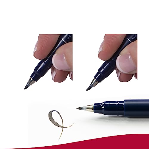 Tombow WS-BHS-2P Fudenosuke Hard and Soft Tip Brush Pen - Black - Image 3